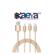 OkaeYa 3 in 1 USB Charging Cable with 8 Pin Lightning, USB Type C, Micro USB Charging Cable Connector compatible with android and IOS devices